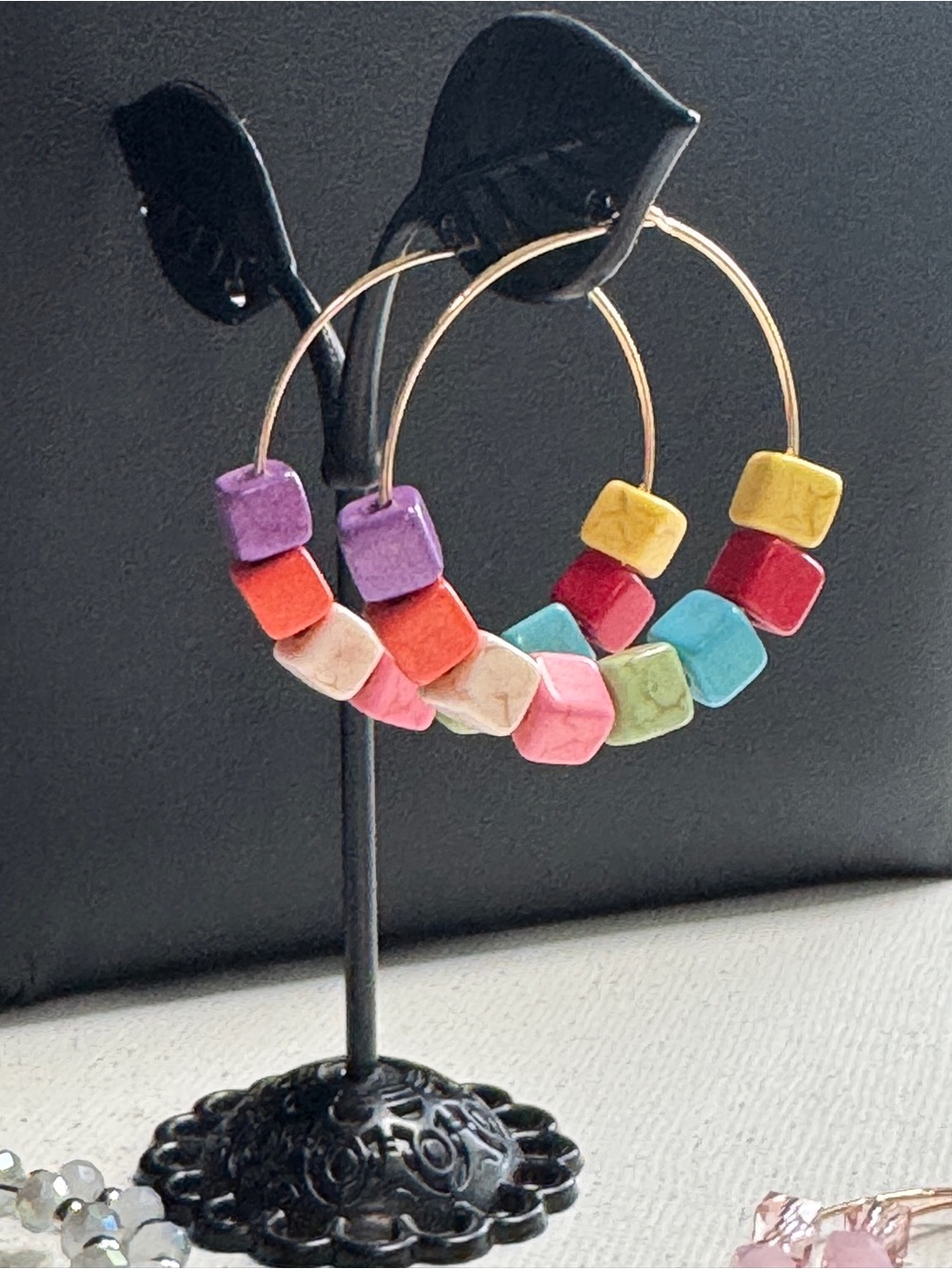 Multicolor Beaded Hoop Earrings